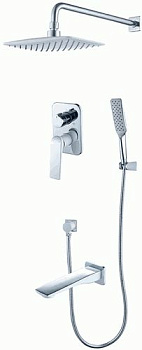 Душевая система Lemark LM5922CW встраиваемый смеситель ванна/душ, верхний/ручной душ, хром/белый