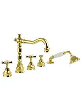 Смеситель на борт ванны Migliore на 5 отверстий, золото ML.PRN-880.DO