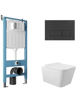 Инсталляция Aqueduto TECNICA NOVO + унитаз с сиденьем + клавиша смыва RETANGULO NOVO AQDS216