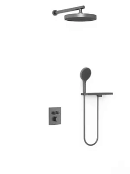 Душевая система Vincea термостат.,с полкой,верхний и ручной душ,ворон. сталь VSFW-3I21MT2RGM