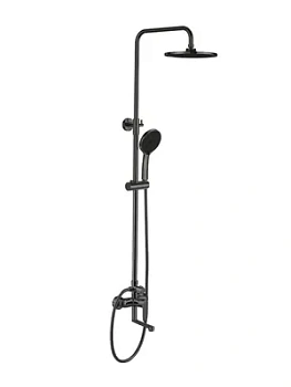 Душевая система ESKO Black ST205LGBL настенная, ручной/верхний душ, поворотный излив, черный