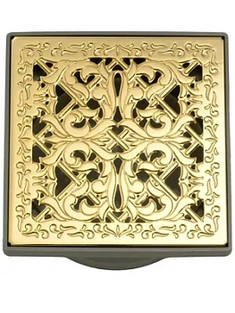 Трап душевой Migliore (112х112) с гидрозатвором и декоративной решеткой, золото 24891