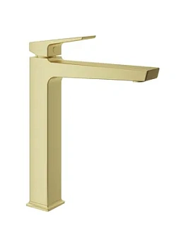 Смеситель для раковины Aqueduto CLA0350 однозахватный, высокий излив 205мм, золото шлифованное