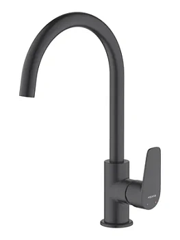 Смеситель для кухни Aquatek AQ1182MB однозахватный, поворотный излив 246мм, черный матовый