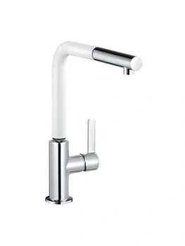 Смеситель KLUDI для кухни, поворотный, выдвижной излив (хром/бел.мат) 408519375