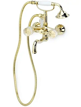 Смеситель Boheme 293-CRST для ванны/душа, настенный, двухзахв, лейка 1 режим, золото