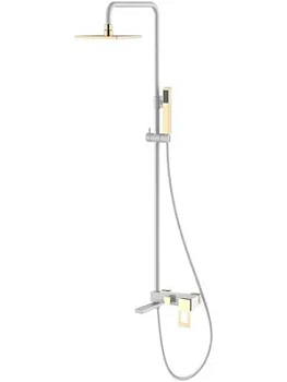 Душевой комплект Boheme 148-WG настенный, однозахватный, верхний/ручной душ, белый+золото
