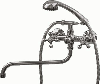 Смеситель Ledeme Н19 настенный, для ванны и душа, двухзахватный, с душевой лейкой, хром L2619-2