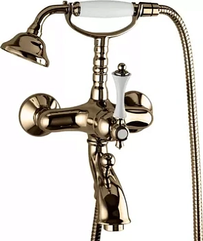 Смеситель CEZARES -VDM-02-Bi для ванны/душа, однорычажный, ручной душ, бронза/ручка белая