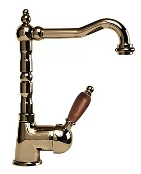 Смеситель CEZARES LSM2-02-Nc для умывальника, однорычажный, донный клапан, бронза/ручка орех