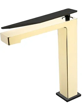 Смеситель Boheme 142-GB.2 для раковины, на 1 отверстие, однозахватный, золото+черный