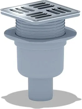 Трап душевой АНИ Пласт 15х15 решетка нерж.сталь, регулир., вертик.выпуск 50мм, сухой затвор TQ5712