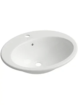 Раковина накладная Aqueduto 560х470х200 овальная, с переливом, белый глянцевый INS0310