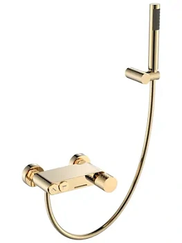 Смеситель Boheme 123-GG для ванны/душа, настенный, с изливом, с ручным душем, золото
