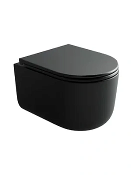 Унитаз подвесной Ceramicanova Торнадо 365х490х360мм безободковый, с сиденьем, черный CN4006TMB