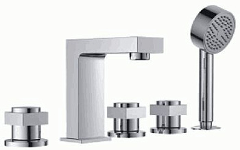 Смеситель Ledeme на борт ванны, фиксированный излив, с душевой лейкой, хром L1187