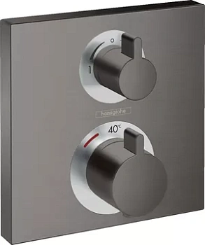 Смеситель Hansgrohe Square встраиваемый, термостат, 2 потребителя, шлиф черный хром 15714340