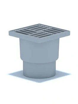 Трап душевой АНИ Пласт 15х15 решетка нерж.сталь, нерегул., вертик.выпуск 110мм, сухой затвор TQ1212