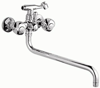 Смеситель Ledemе Н26 настенный, для ванны и душа, с душевой лейкой, двухзахватный, хром L2626