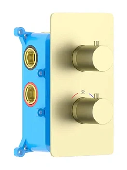 Смеситель для ванны/душа Aquatek AQ1393BG встраеваемый, термостат, 3 режима, золото шлиф