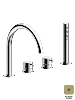 Смеситель на борт ванны Almar на 4 отверстия, с ручным душем, цвет латунь брашированная E214006.HB