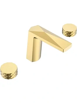 Смеситель Boheme для раковины, на 3 отверстия, двухзахватный, золото 150-G-DIAMOND