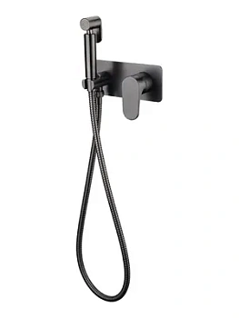 Смеситель Boheme 457-GM с гигиеническим душем, встраиваемый, однозахв, с держателем, графит
