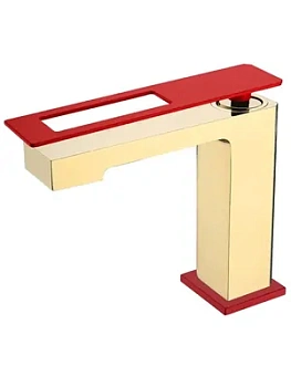 Смеситель Boheme 141-GR для раковины, на 1 отверстие, однозахватный, золото+красный