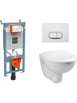 Комплект: Инсталляция Vitra с клавишей матовый хром + Унитаз + сиденье 9773B003-7203