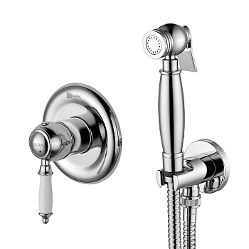 Смеситель встраиваемый Lemark LM4819C с гигиеническим душем, хром/ручка белая