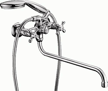 Смеситель для ванны/душа Lemark LM2151C двухзахватный, круглый излив 350мм, хром