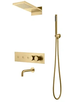 Душевая система Boheme 131-2-MG встраиваемая, термостат, верхний/ручной душ,излив, золото мат