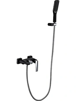 Смеситель Boheme 373-B для ванны/душа, настенный, однозахватный, с ручным душем, черный+хром