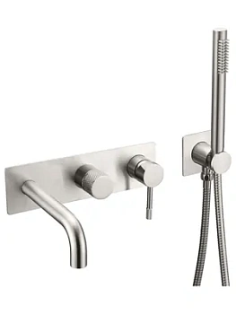 Смеситель Boheme 464-3-NB для ванны/душа, встраиваемый, однозахват, с ручным душем, никель браш