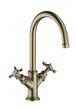 Смеситель Axor 16506820 для умывальника двухзахватный, поворотный, шлиф никель