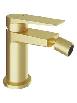 Смеситель для биде Aqueduto LIN0550 однозахватный, низкий излив 93мм, шлифованное золото