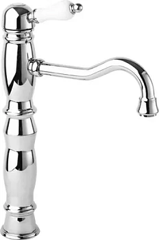 Смеситель CEZARES -LSM1-A-01-Bi для умывальника, с донным клапаном, хром/ручка белая