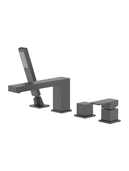 Смеситель Aquatek AQ1648MB на борт ванны, однозахватный, на 4 отв., с руч. душем, черный мат