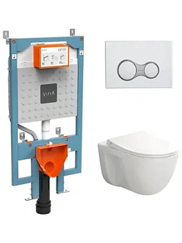 Комплект: Инсталляция Vitra с клавишей хром + унитаз VitrA + сиденье с микролифтом 9860B003-7200