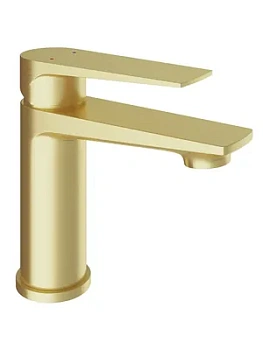 Смеситель для раковины Aqueduto LIN0150 однозахватный, низкий излив 86мм, шлифованное золото