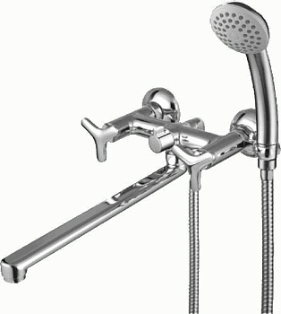 Смеситель для ванны/душа Lemark LM1951C двухзахватный, излив 300мм, душев.комплект, хром