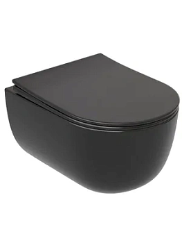 Унитаз подвесной Ceramicanova 490х355х250 безободковый,с сиденьем,черный мат.CN6063MB