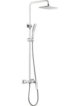 Душевая система Boheme 378-W настенная, однозахватная, верхний/ручной душ, белый+хром