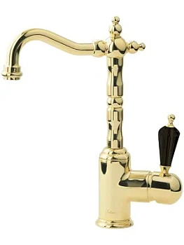 Смеситель Boheme Nero 252 для раковины, на 1 отверстие, однозахватный, золото