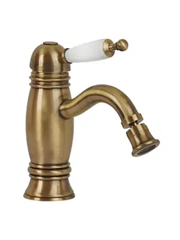 Смеситель для биде Migliore однозахв., ручка сверху белая, бронза 19083 (ML.OXF-6325.BI.BR)