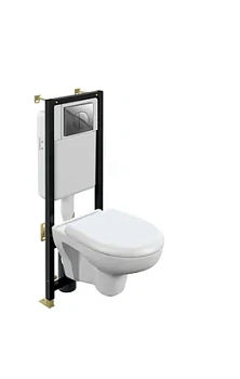 Инсталляция Cersanit BLACK+кнопка LEON+Унитаз Cersanit NATURE+Сиденье микролифт SLIM 64230