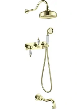 Душевая система Boheme 328 встраиваемая, верхний/ручной душ, излив, золото