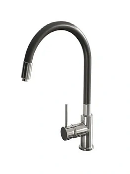 Смеситель Zeegres 65084601 для кухни, с гибким шлангом, хром/чёрный