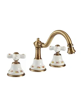 Смеситель для биде Migliore на 3 отверстия, с донным клапаном, белый/бронза ML.PRO-8825.BR