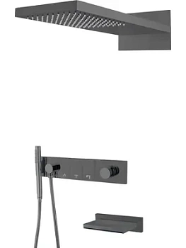 Душевая система Boheme 132-2-SGM встраиваемая, излив, верхний/ручной душ, графит глянц